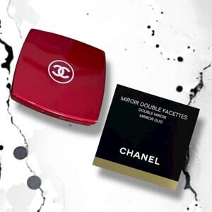 New Maroon Authentic Chanel Compact Mirror Duo Double Facets Mirror